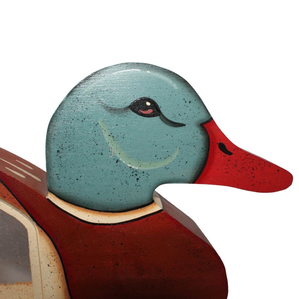 Vintage Handmade Hand Painted Mallard Duck Clear Sides Coin Money Piggy Bank - Picture 3 of 11